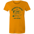 Specialty Coffee - Womens T-shirt Orange Womens T-shirt Coffee Printed In Australia