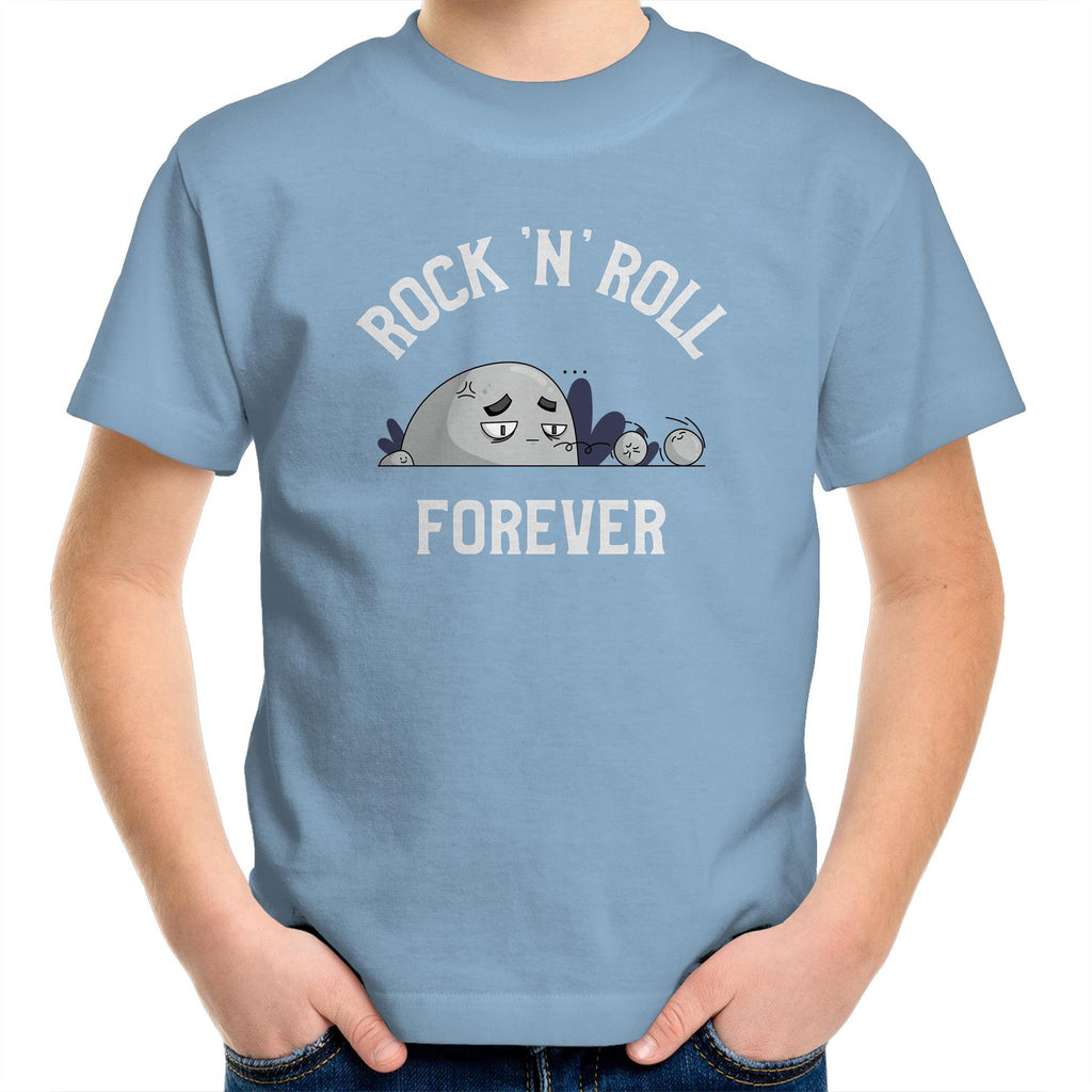 Rock And Roll Forever - Kids Youth T-Shirt Carolina Blue Kids Youth T-shirt Music Printed In Australia