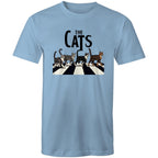 The Cats, Fab Four Crossing Road - Mens T-Shirt Carolina Blue Mens T-shirt animal Music Printed In Australia