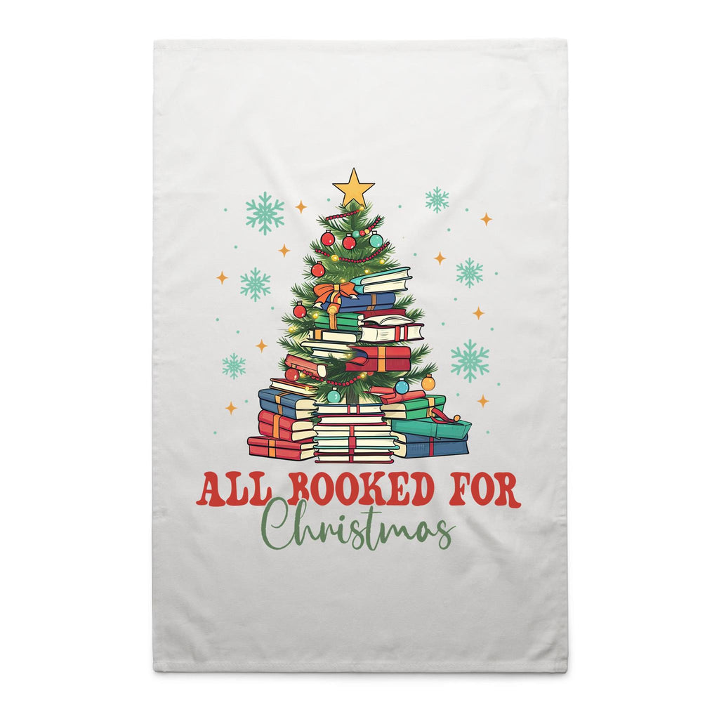 All Booked For Christmas - AS Colour Tea Towel White One Size Christmas Tea Towel Christmas Printed In Australia