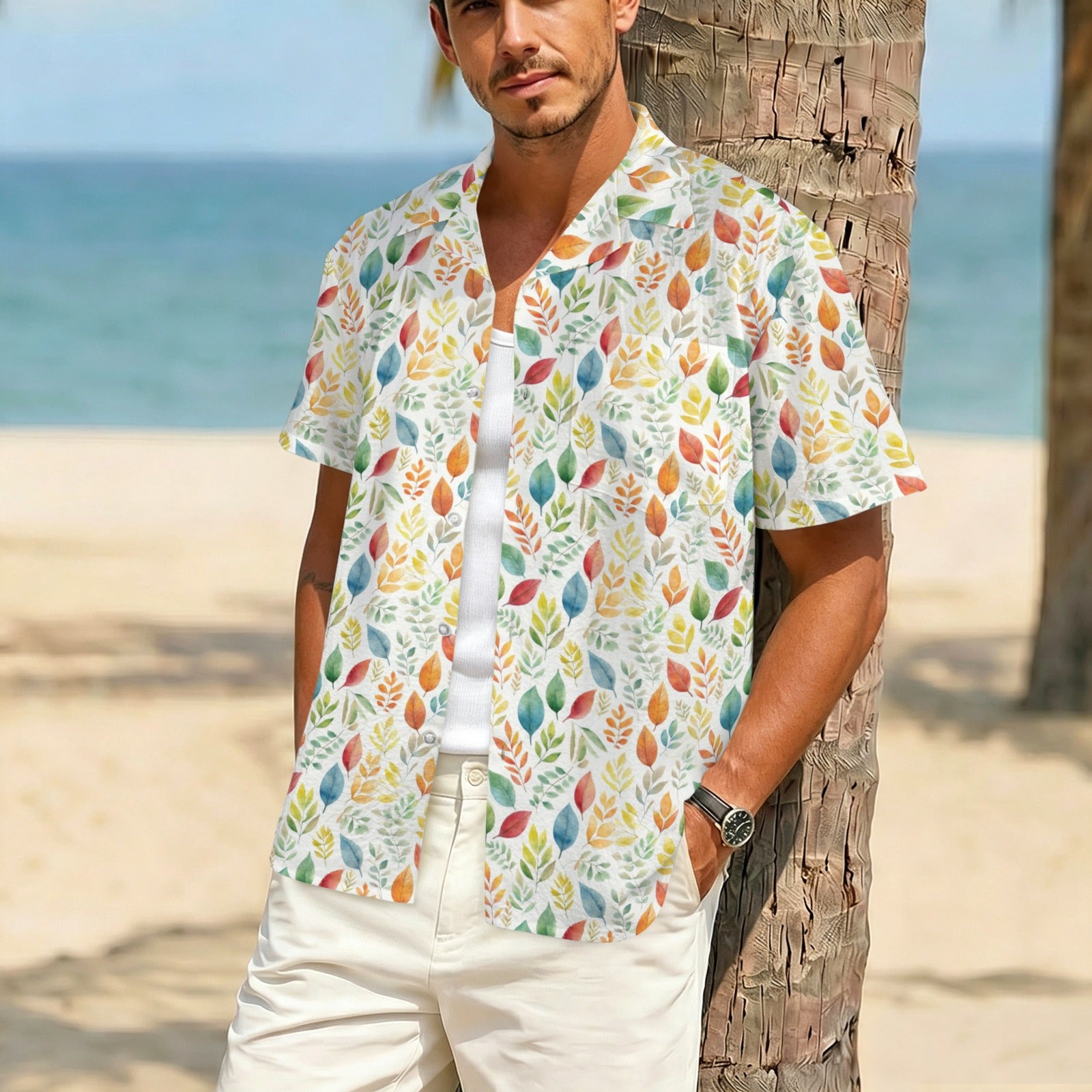 Autumn Leaves Men's Crinkle Hawaiian Shirt