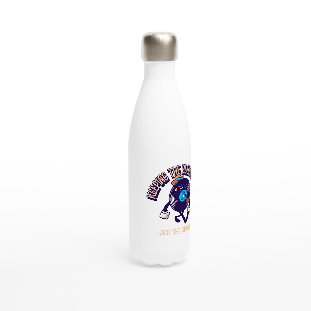 Keeping The Blues Alive - White 17oz Stainless Steel Water Bottle White Water Bottle Globally Fulfilled Music