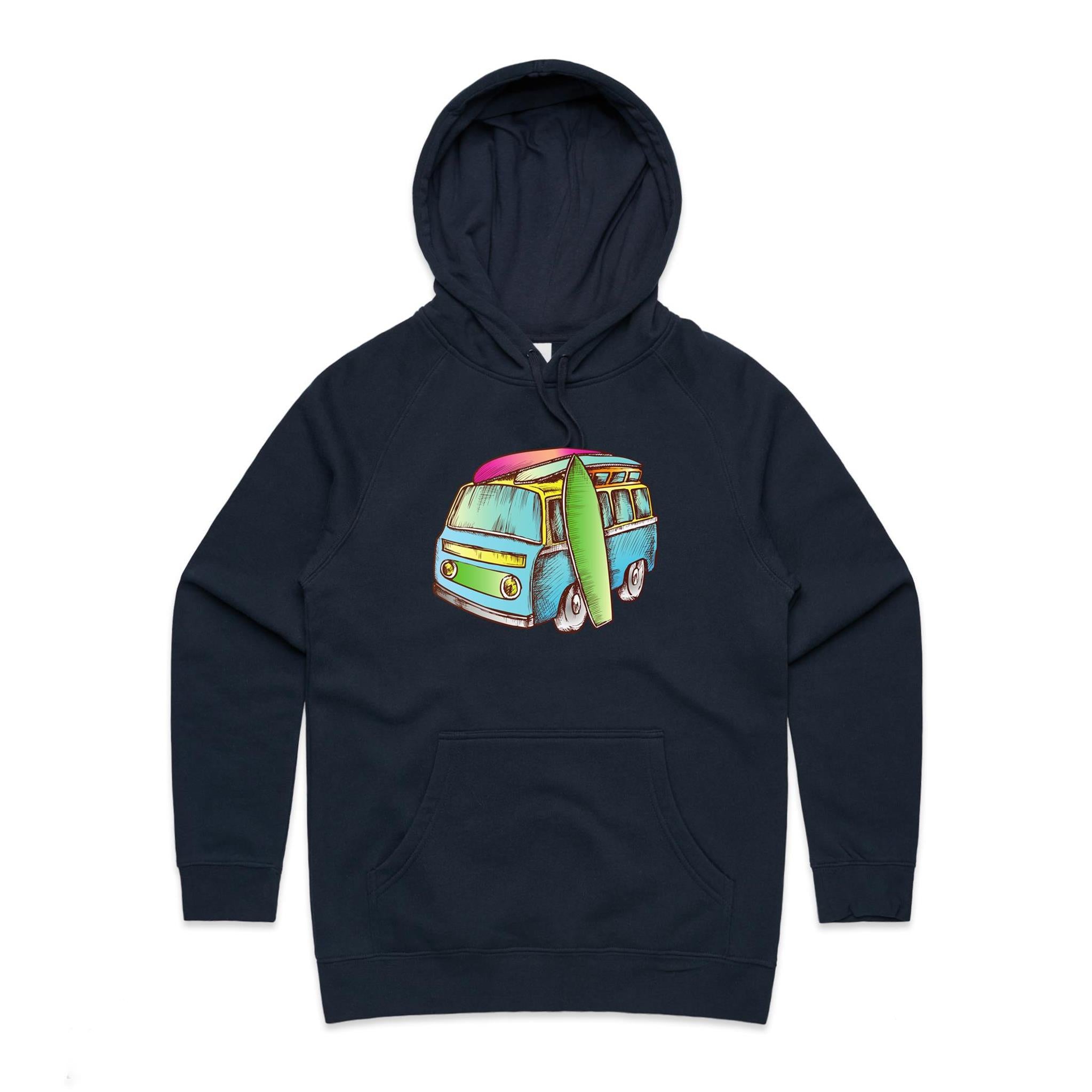 Surf Trip - Womens Hoodie Navy Womens Hoodie Printed In Australia Surf