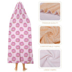 Pink Cat Doughnuts Kids Hooded Blanket 100cm x 130cm