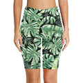Jungle Leaves Women's Bike Shorts With Side Pockets Women's Bike Shorts Plants Printed Offshore
