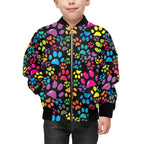 Colourful Dog Paws Kids Bomber Jacket Kids Bomber Jacket animal Printed Offshore