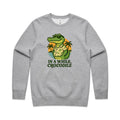 In A While, Crocodile AS Colour Stencil Crew Sweatshirt Unisex Grey Marle Sweatshirt animal Printed In Australia