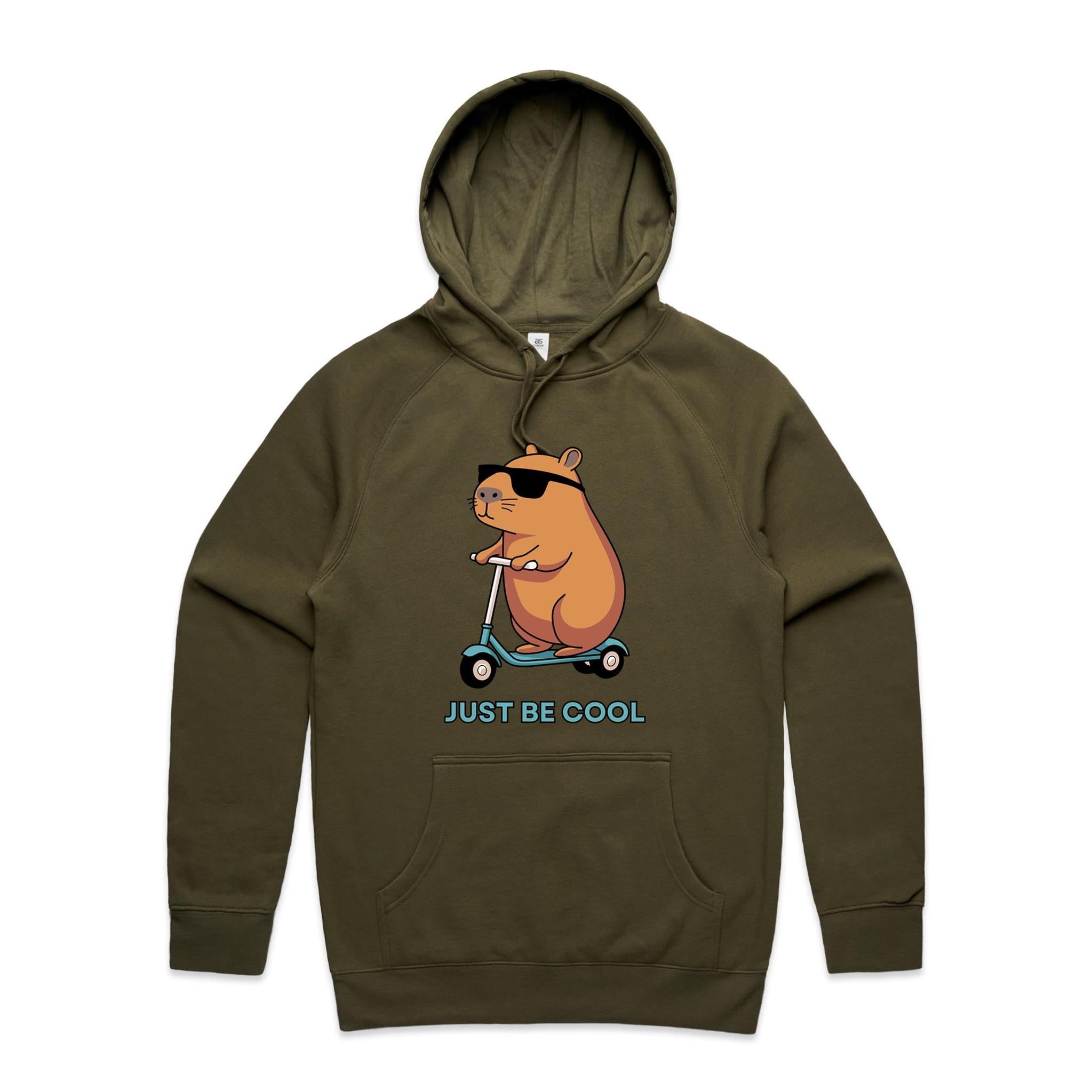 Just Be Cool, Capybara - Mens Hoodie Army Mens Hoodie animal Printed In Australia