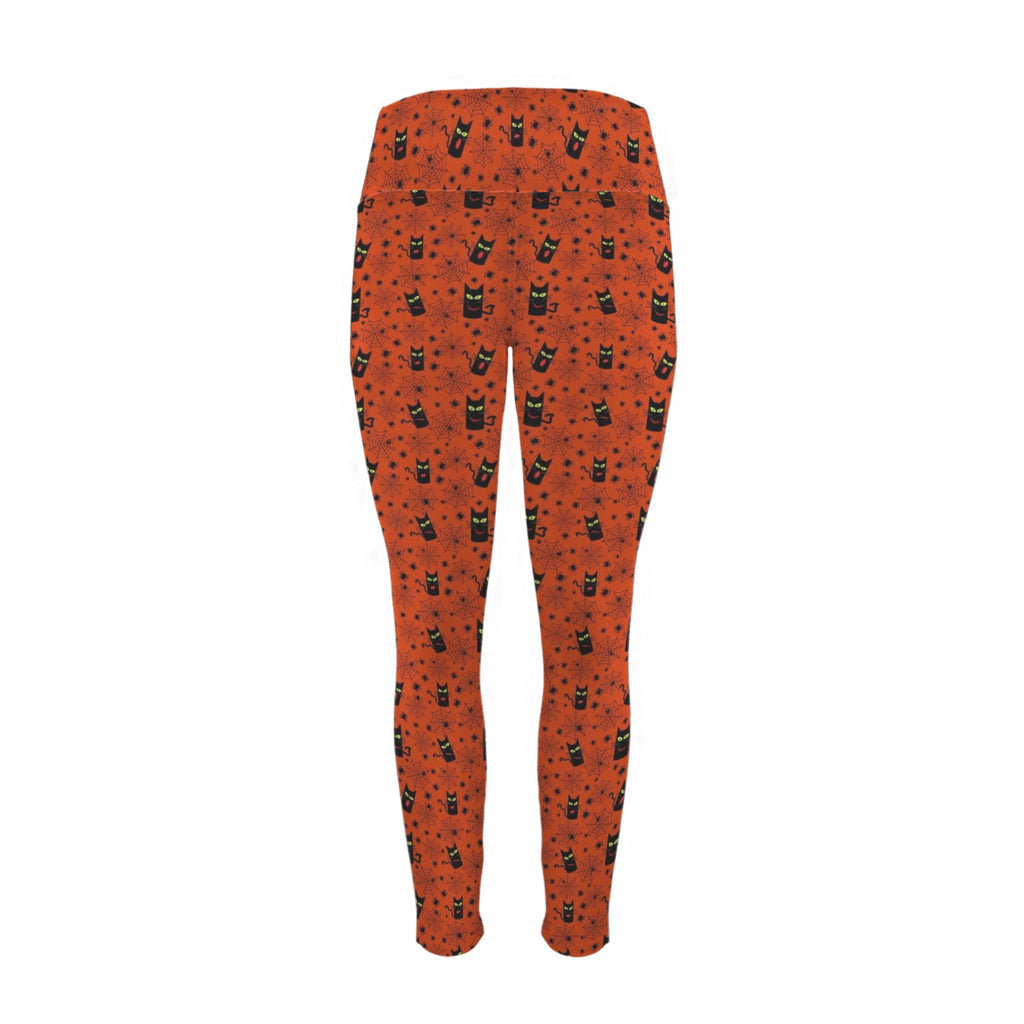 Halloween Black Cats Women's High Waist Pockets Yoga Leggings