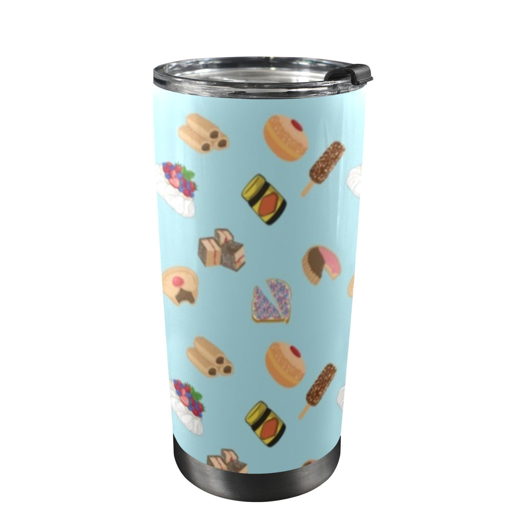 Classic Aussie Food Icons 20oz Mobile Tumbler with Lid (Black Lock) One Size 20oz Travel Mug Australia Food Printed Offshore