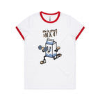 Life Is Short, Milk It - Women's Ringer Tee White Red Womens Ringer T-shirt Fitness Printed In Australia