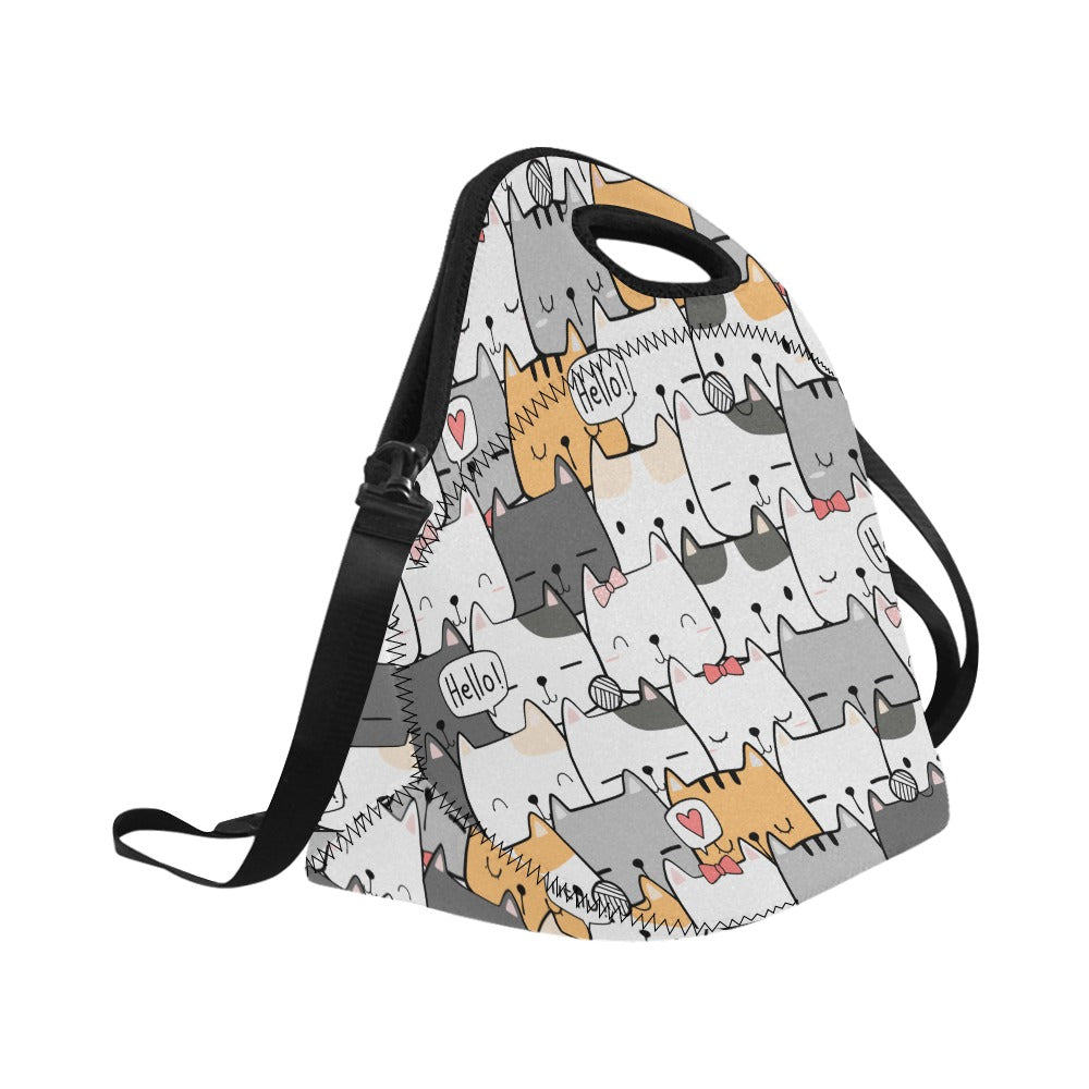 Cat Hello - Neoprene Lunch Bag Neoprene Lunch Bag Printed Offshore