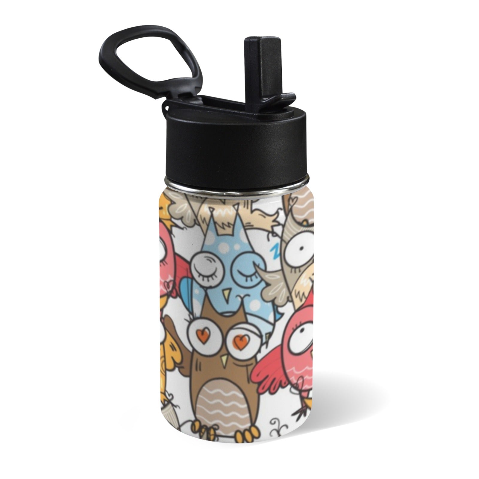 Cartoon Owls 12oz Kids Water Bottle with Straw Lid