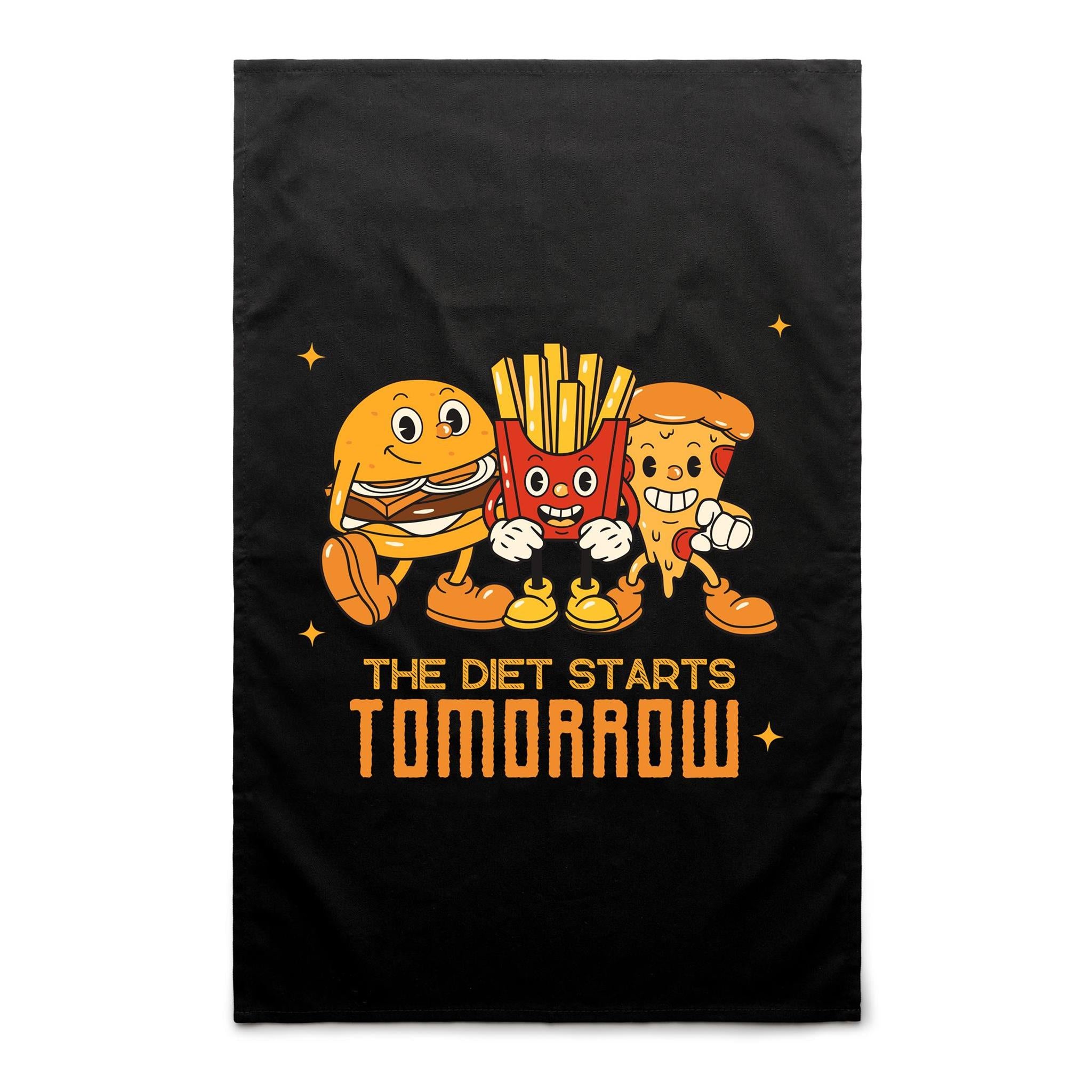 The Diet Starts Tomorrow, Hamburger, Fries, Pizza - AS Colour Tea Towel Default Title Tea Towel Food Printed In Australia