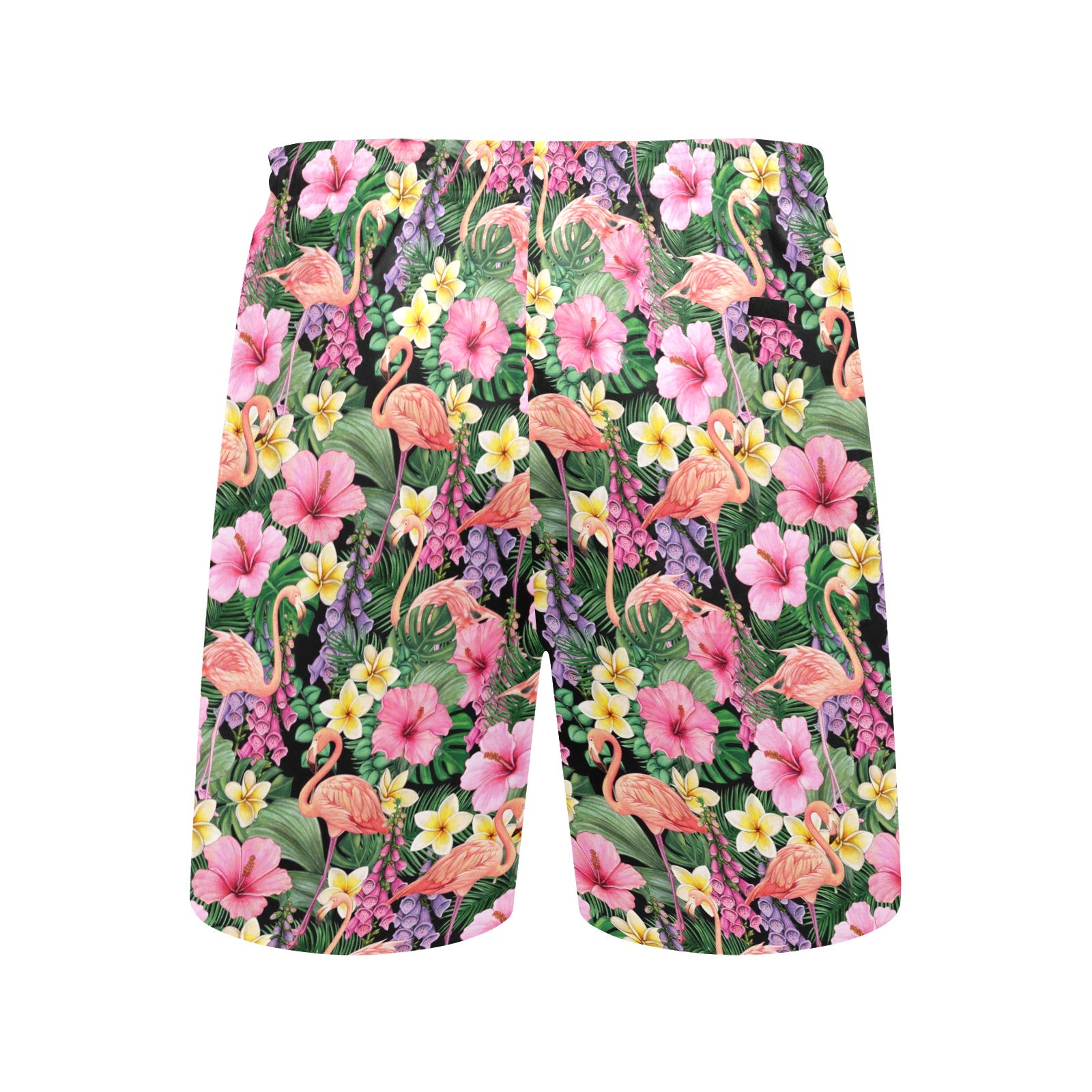 Flamingo Jungle Men's Mid-Length Beach Shorts Men's Mid-Length Beach Shorts animal Plants Printed Offshore