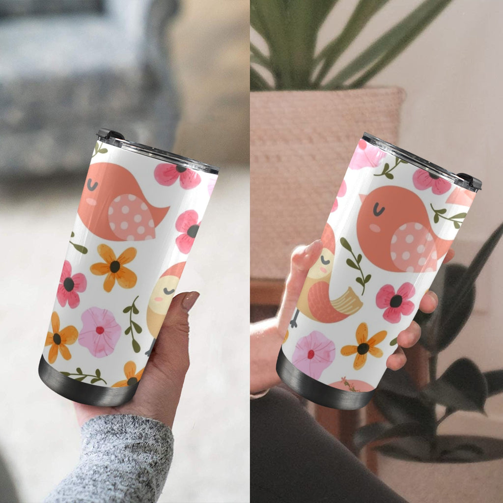 Lovely Birds - 20oz Mobile Tumbler with Lid (Black Lock) 20oz Travel Mug animal Printed Offshore