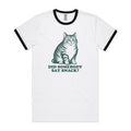 Cat, Did Somebody Say Snack? Men's AS Colour Ringer Tee White Black Ringer T-Shirt animal Food Printed In Australia