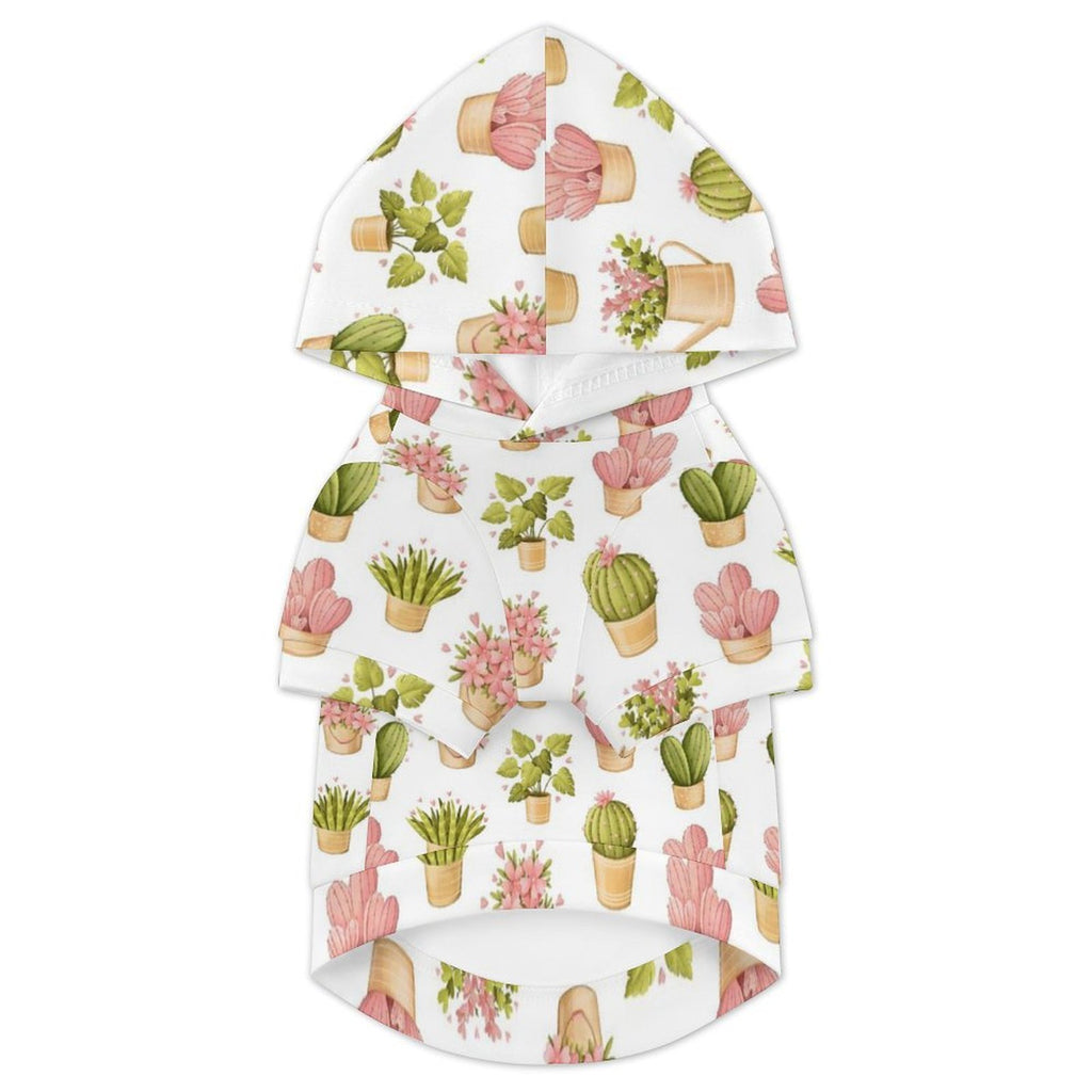 Cactus Pots And Flowers Pet Hoodie (Small Size)