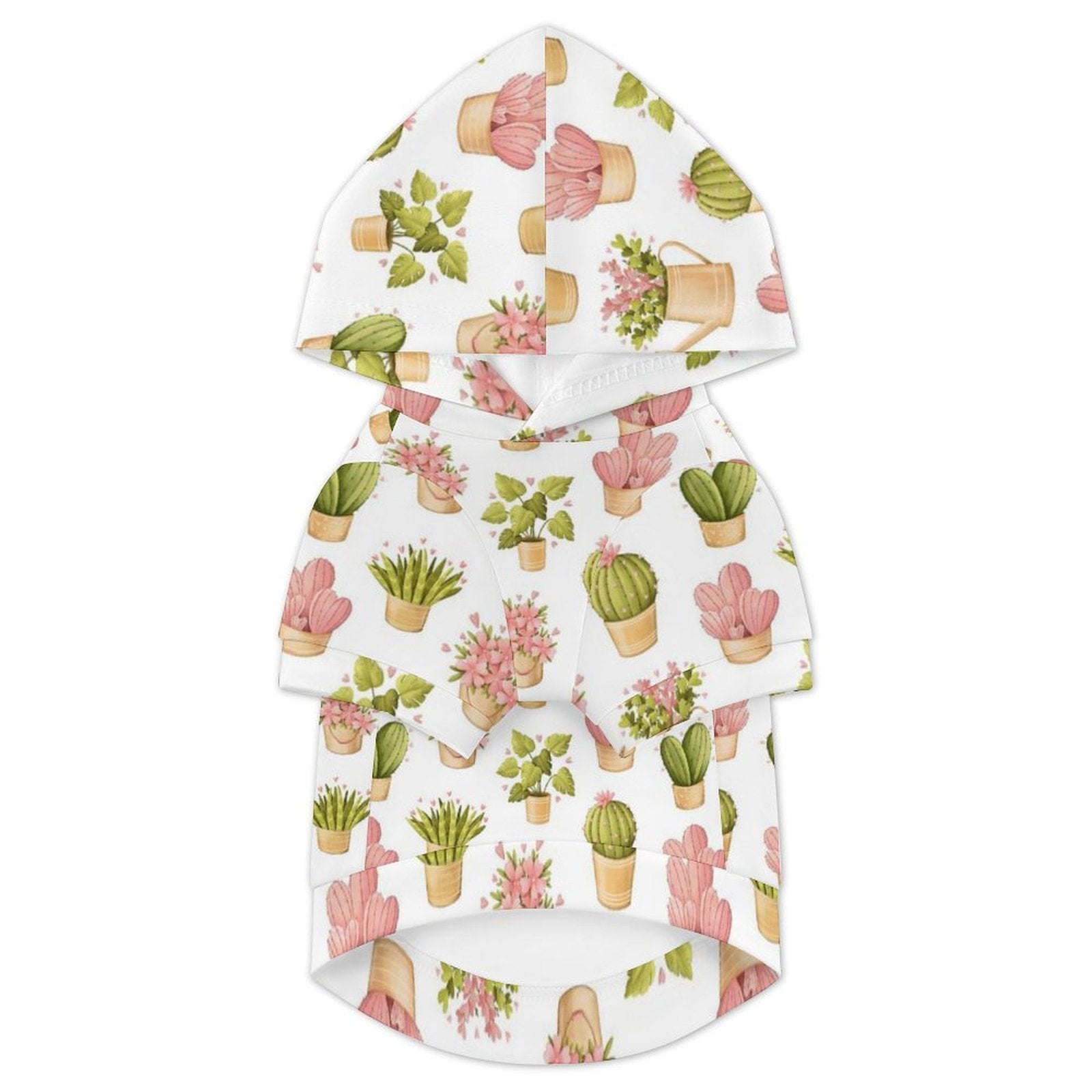Cactus Pots And Flowers Pet Hoodie (Small Size)