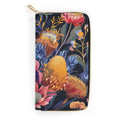 Australian Native Flowers PU Leather Wallet white 19.7x10.5cm Zippered Wallet / Purse Printed Offshore