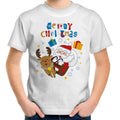 Santa Merry Christmas Kids Youth T-Shirt White Kids Christmas T-shirt Christmas Printed In Australia