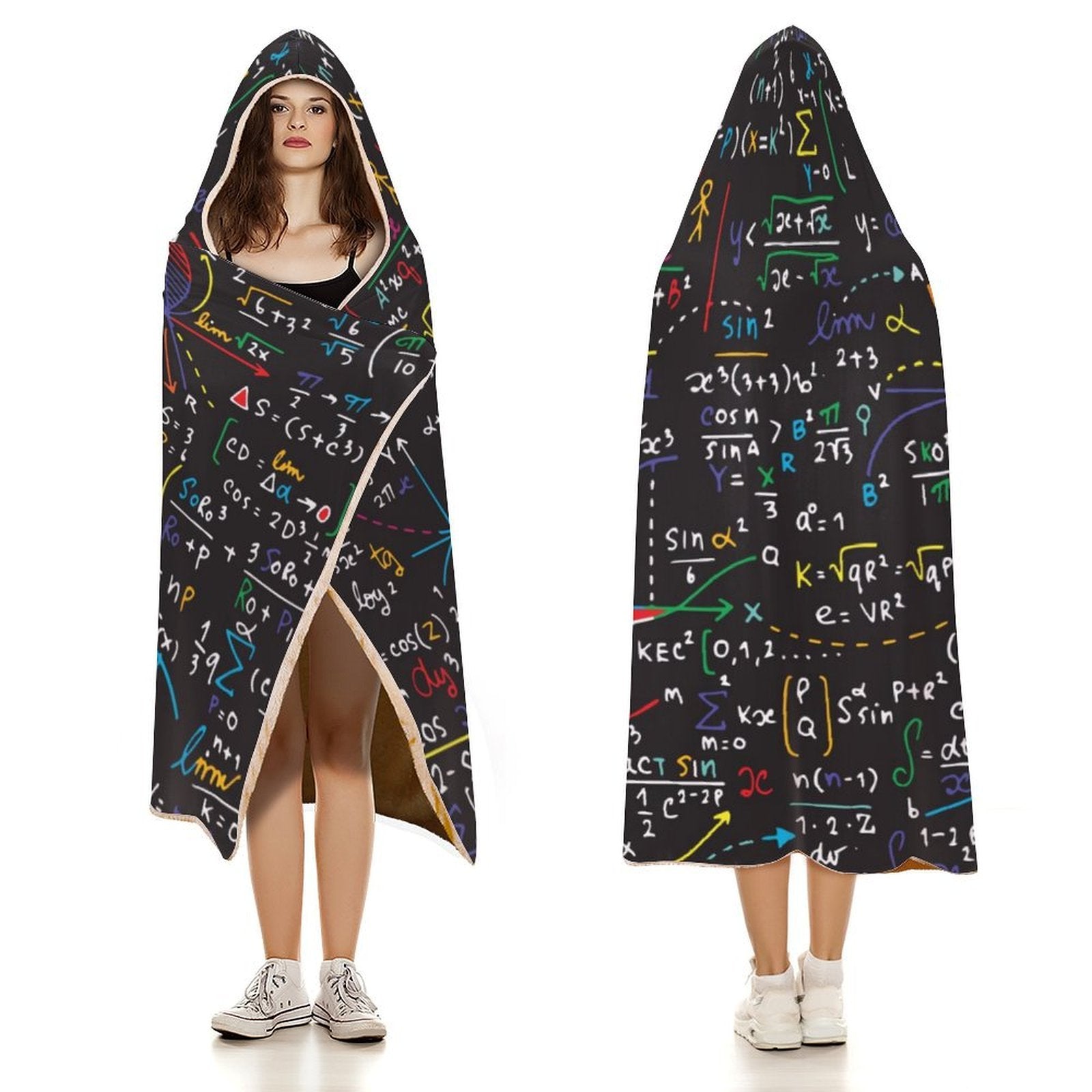 Colourful Maths Equations Kids Hooded Blanket 100cm x 130cm Kids Hooded Blanket Maths Printed Offshore