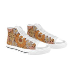 Orange Retro Floral Men's High Top Canvas Shoes Men's Classic High Top Canvas Shoes Plants Printed Offshore