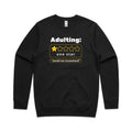 Adulting, One Star AS Colour Stencil Crew Sweatshirt Unisex Black Sweatshirt Printed In Australia