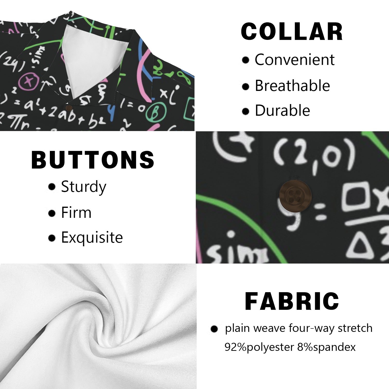 Equations In Green And Pink Men's Short Sleeve Hawaiian Shirt Men's Hawaiian Shirt (New) Maths Printed Offshore Science