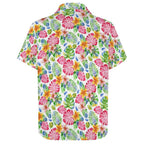 Bright Painted Tropical Women's Collared Pocketless Short Sleeve Shirt