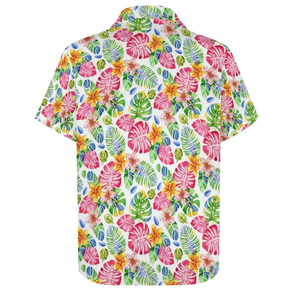 Bright Painted Tropical Women's Collared Pocketless Short Sleeve Shirt