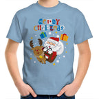 Santa Merry Christmas - Kids Youth T-Shirt Carolina Blue Kids Christmas T-shirt Christmas Printed In Australia