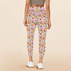 Bright And Colourful Flowers Women's High Waist Pockets Yoga Leggings