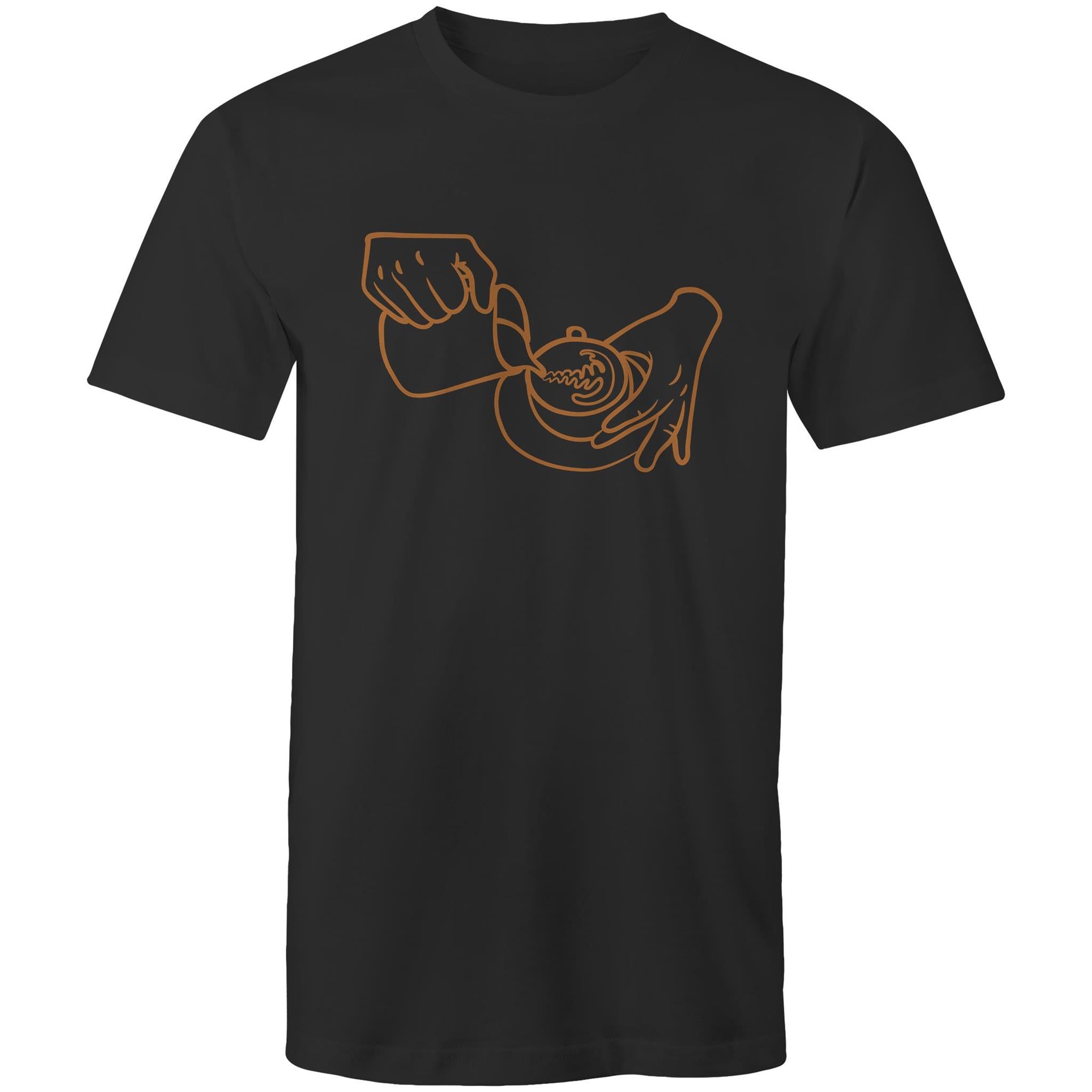 Barista Pouring Coffee - Mens T-Shirt Black Mens T-shirt Coffee Printed In Australia
