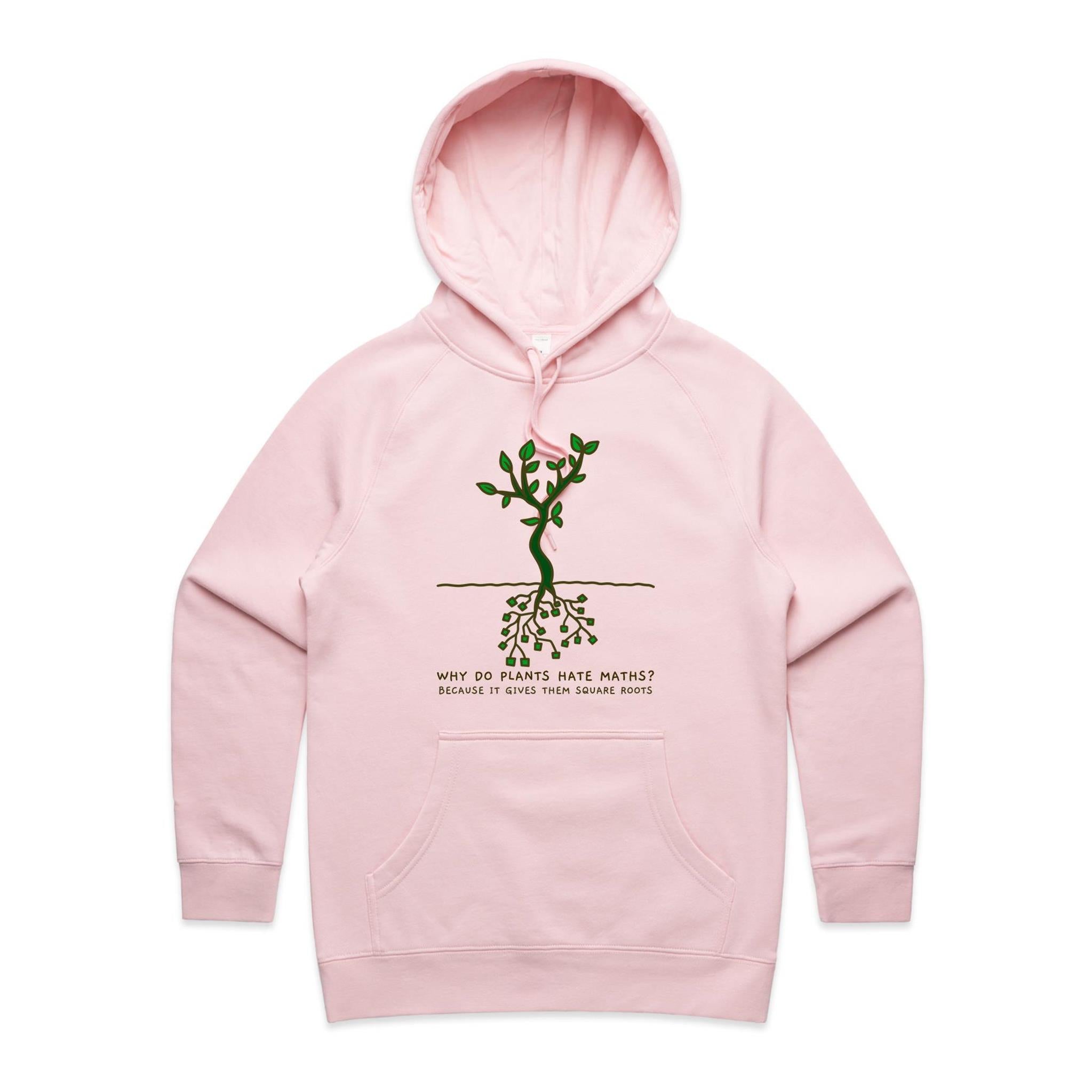 Square Roots, Maths - Womens Hoodie Pink Womens Hoodie Maths Printed In Australia