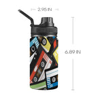 Cassette Tapes Kids Water Bottle with Chug Lid (12 oz) One Size Kids Water Bottle with Chug Lid Music Printed Offshore Retro