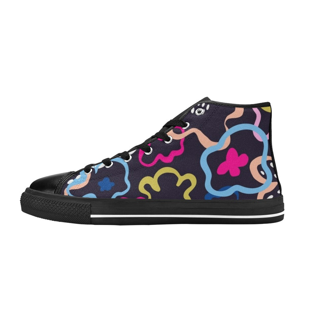 Abstract Floral - Kids' High Top Canvas Shoes US6Y Kids High Top Canvas Shoes Printed Offshore