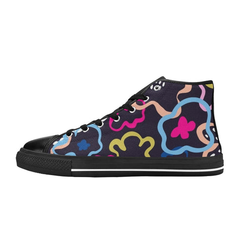 Abstract Floral Kids High Top Canvas Shoes US6Y Kids High Top Canvas Shoes Printed Offshore