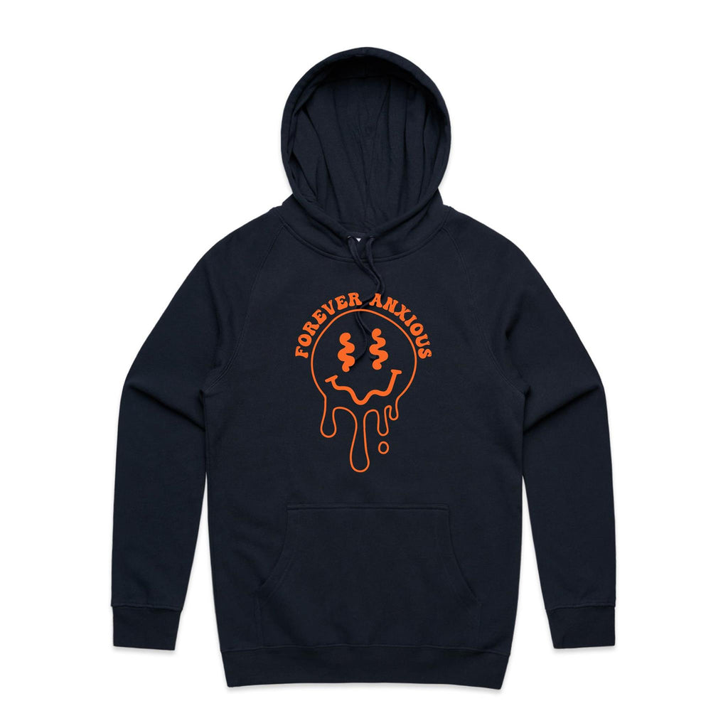 Forever Anxious - Mens Hoodie Navy Mens Hoodie Printed In Australia