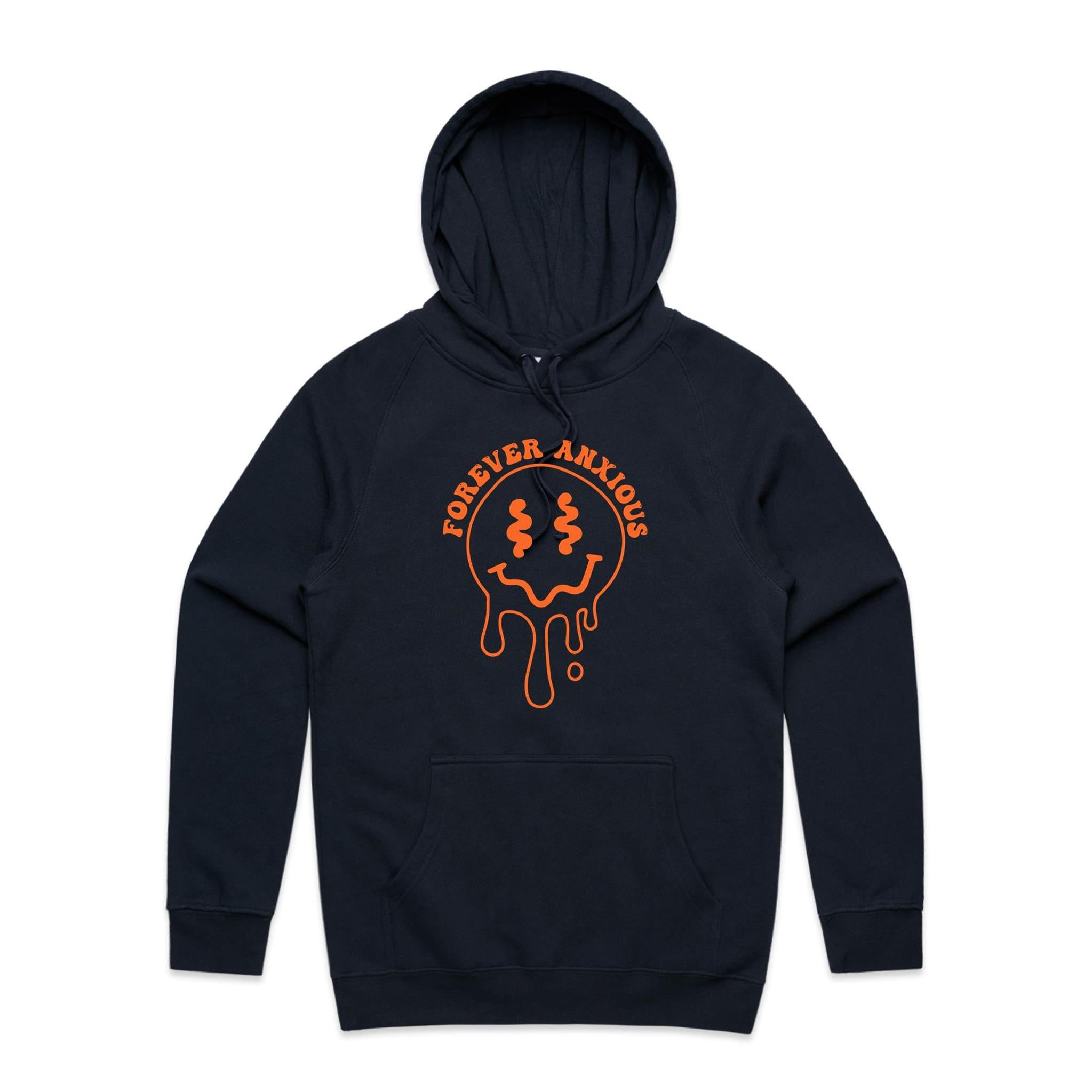 Forever Anxious - Mens Hoodie Navy Mens Hoodie Printed In Australia