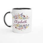 Personalise - Flower Frame Name - 11oz Ceramic Mug Ceramic Black Personalised 11oz Mug customise Globally Fulfilled Name personalise Plants
