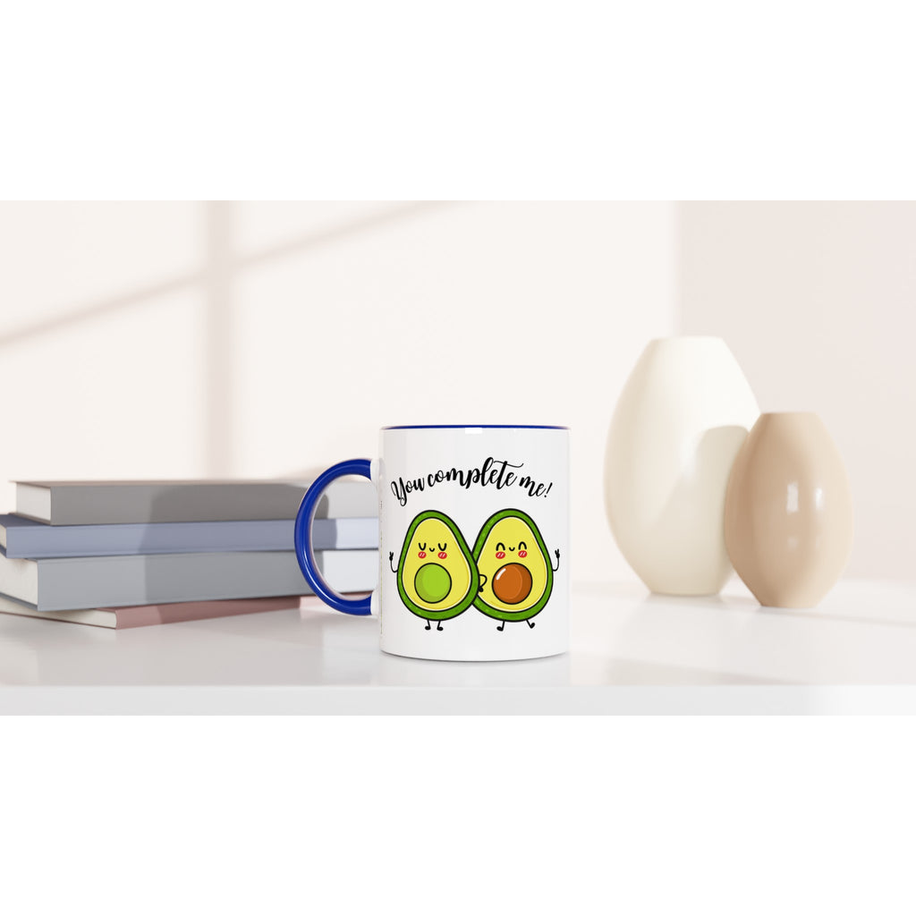 Avocado, You Complete Me - White 11oz Ceramic Mug with Colour Inside Colour 11oz Mug food Globally Fulfilled Love