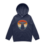 UFO, Retro Stripes - Kids Hoodie Midnight Blue Kids Hoodie Printed In Australia