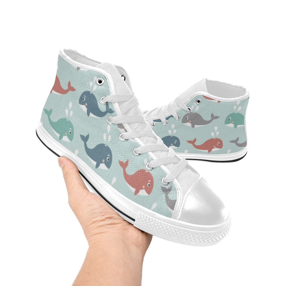 Cute Whales Kids High Top Canvas Shoes