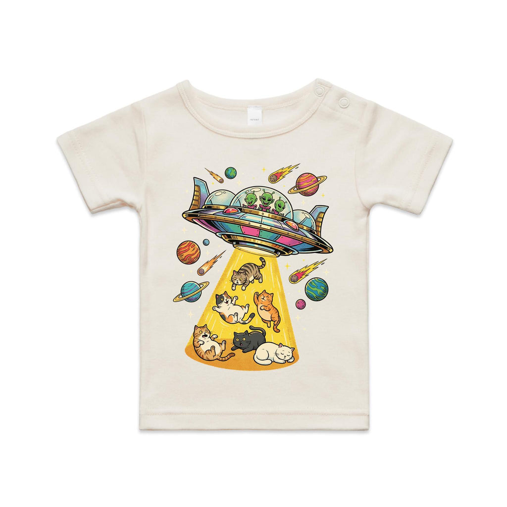 UFO Cat Abduction AS Colour Baby T-shirt Natural Baby T-shirt animal Printed In Australia Sci Fi