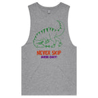 Never Skip Arm Day, T-Rex - Tank Top Tee Grey Marle Drop Arm Tank Top Fitness Printed In Australia