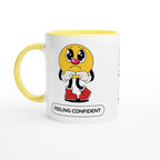 Personalised - Feeling Confident - White 11oz Ceramic Mug with Colour Inside Ceramic Yellow Personalised 11oz Mug customise Globally Fulfilled personalise