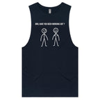 Bro, Have You Been Working Out, Stick Figures - Tank Top Tee Navy Drop Arm Tank Top Fitness Printed In Australia