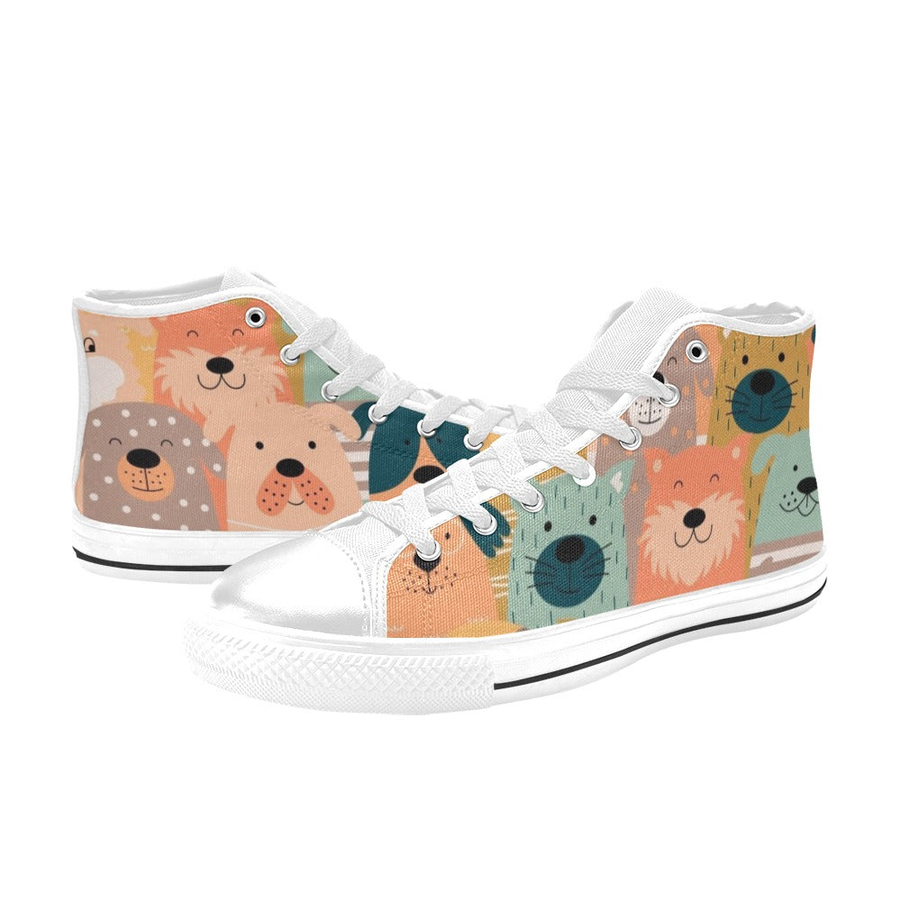 Lots Of Dogs - Kids High Top Canvas Shoes