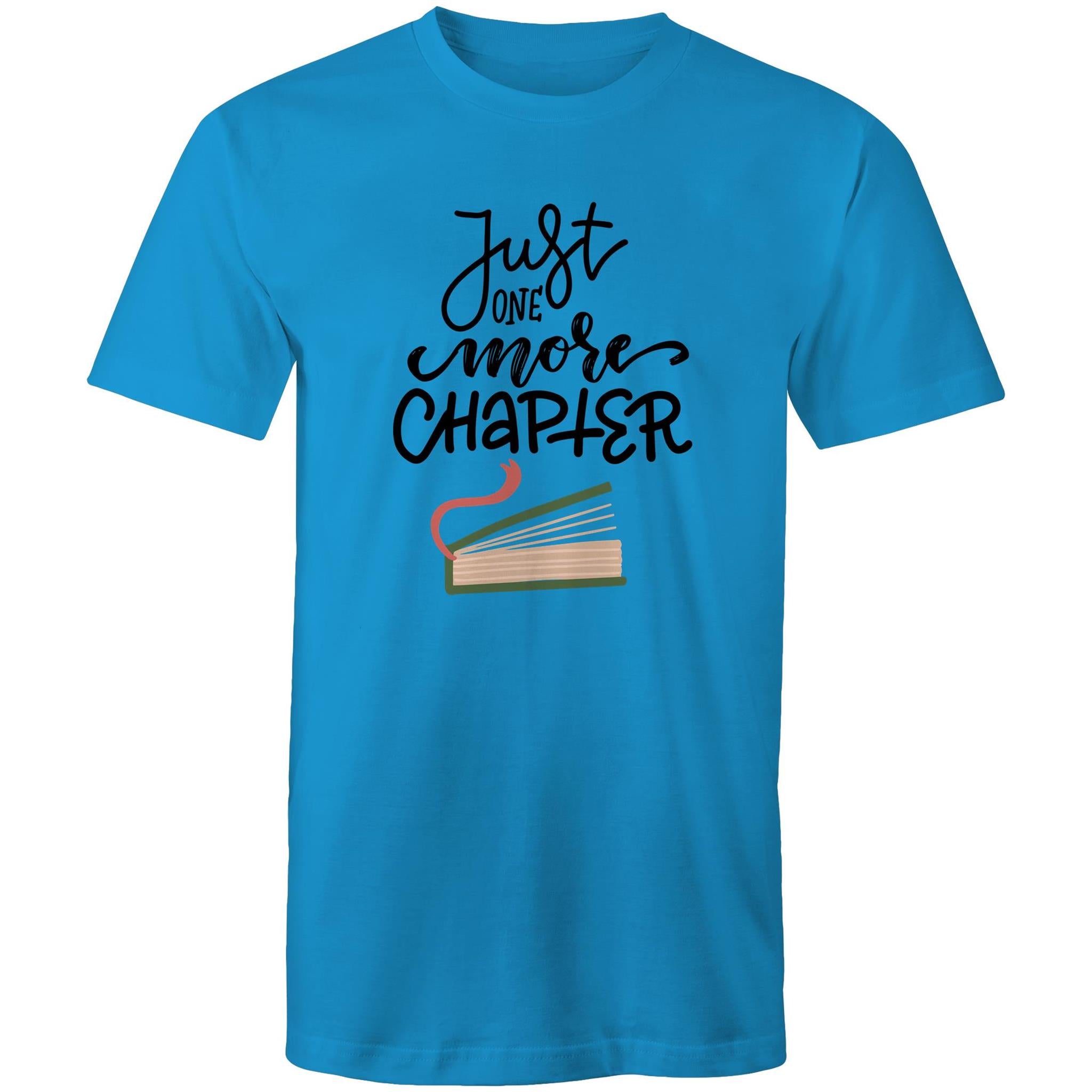 Just One More Chapter, Book - Mens T-Shirt Arctic Blue Mens T-shirt Printed In Australia Reading